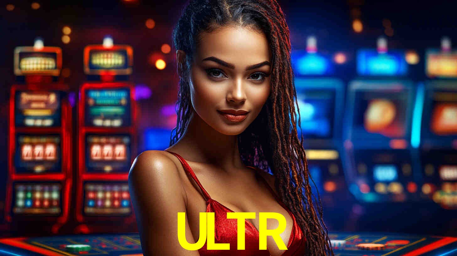Escena dinámica inspirada en casino con iluminación ULTR, cartas, fichas e íconos de juegos digitales en un espacio moderno de juegos.